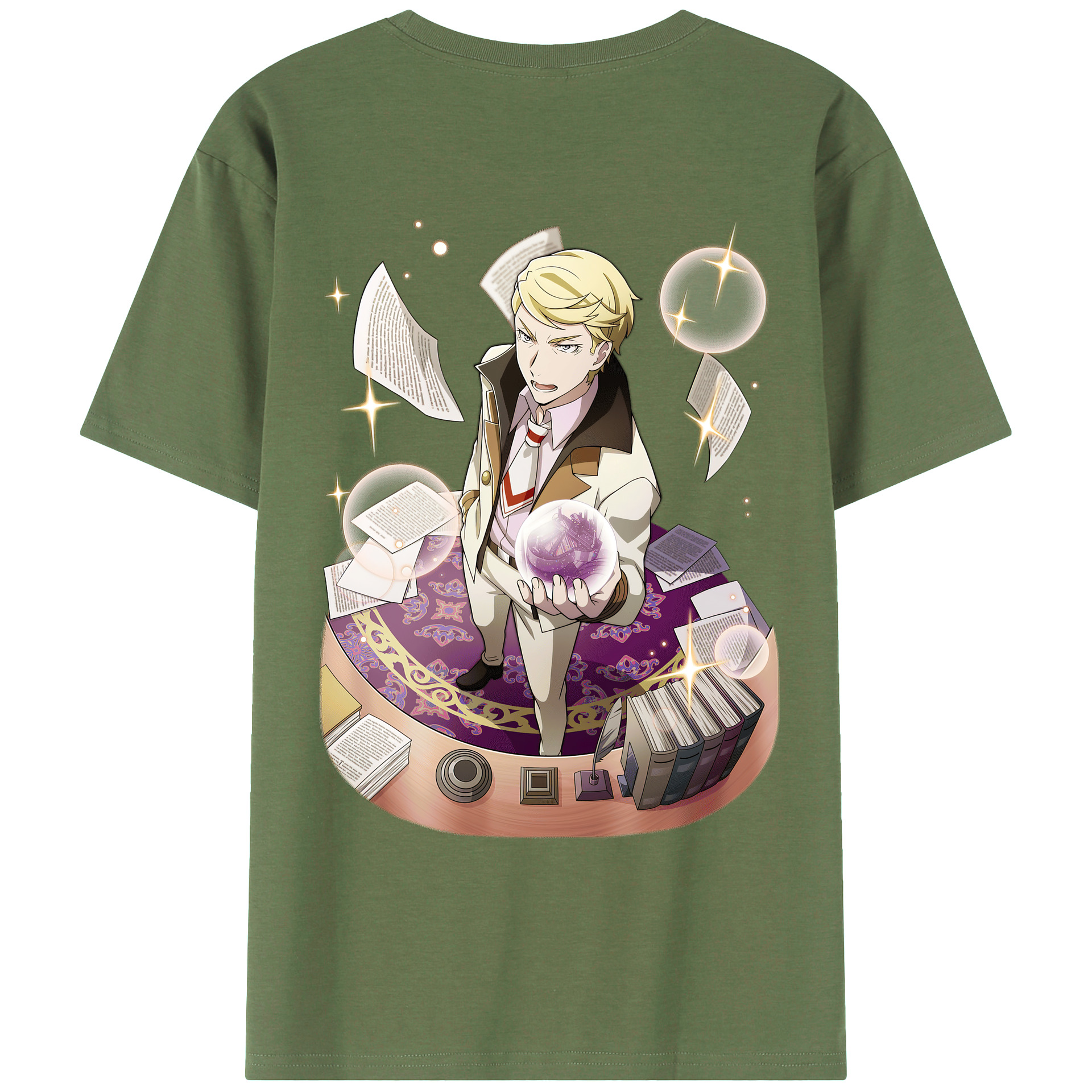 （画像用） 文豪ストレイドッグス Bungo Stray Dogs 綿100％ メンズ半袖Tシャツ（バックプリント） 通気性
